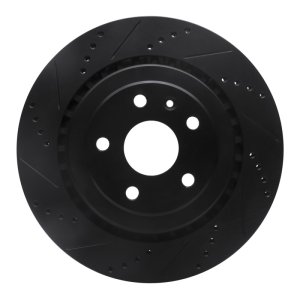 Cadillac ATS Brake Rotor (1) - Rear Left - R1 Concepts - Drilled & Slotted - Black - `16-`24
